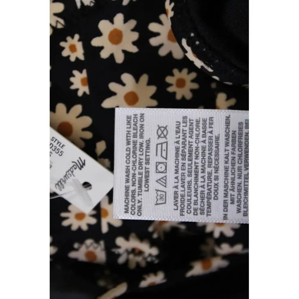 Madewell Womens Stretch Floral Print Pull On Bikini Bottoms Black Size XS